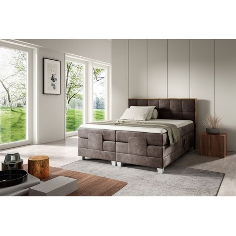 Boxspringbett Elektrisch Bett HENRY 120x200cm in Stoff Fresh Braun (1/2)