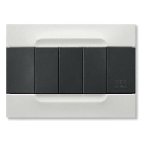 Simon urmet placca 3 posti colore bianco helsinki e inserti colore antracite 10803.01