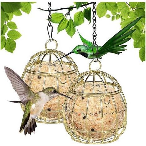 Mangeoires pour Oiseaux Sauvages, 2pcs Mangeoire à Oiseaux Suspendue à Boule,Bird Feeder pour Petits Oiseaux Sauvages,Métal (1/4)