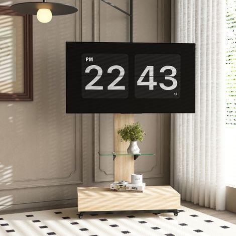 Un meuble TV doté de tiroirs, adapté aux salons, aux chambres et aux bureaux. Ce chariot TV mobile et réglable en hauteur peut accueillir des téléviseurs d'une taille allant de 32 à 75 pouces. Il prés