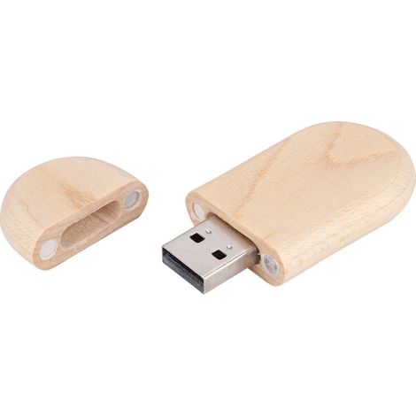 Clé USB 3.0 ovale en bois d'érable, 16 Go, avec boîte. (1/5)