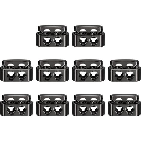 Arrêt de Cordon Serrure 10Pcs Métallique Noir 19,6x12,5mm (1/5)