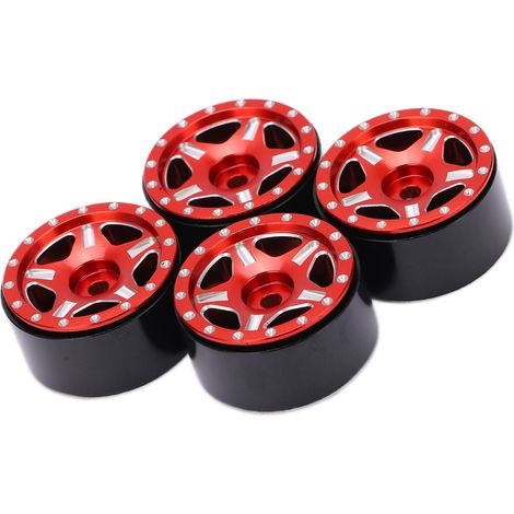 4 pièces Moyeu de Roue en Aluminium Durable Anti-Viscose Installation Facile Pièces de Rechange Voiture RC 1/24 Rouge (1/5)