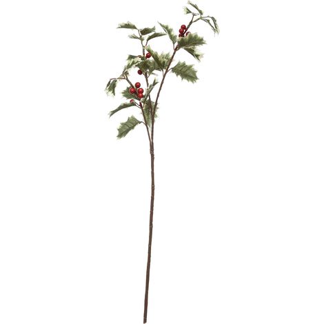Ramo decorativo artificiale "Agrifoglio Bell" color verde e rosso gemme rosse, 71 cm (1/4)