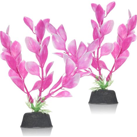 2 Pcs 4 Inch Small Aquarium Plants for Betta Fish Tank, Aquarium Plants Decorations Fish Tanks Plants Leaf Hammock Water Grass Decoration(Pink) (1/5)