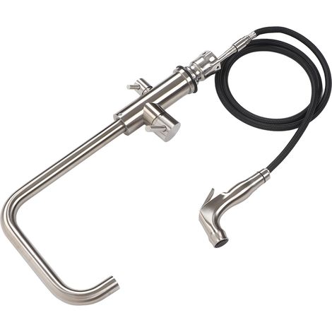 Robinet d'évier de cuisine en acier inoxydable antirouille, filetage G1/2, avec douchette extractible haute pression et douchette antirouille. (1/5)