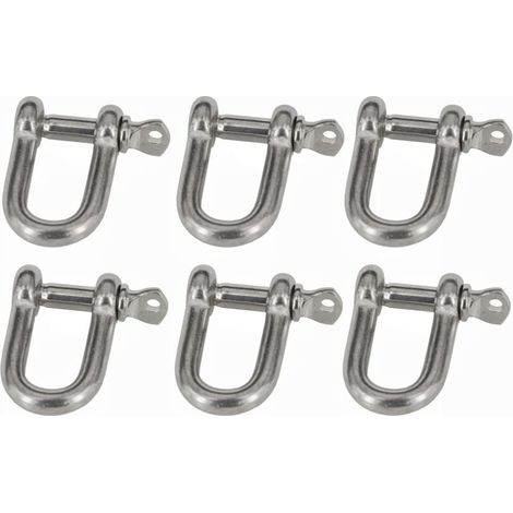 6PCS M8 Manille Acier Inoxydable 304 D Manille Bracelet Manilles de Levage Fermoir Boucle de Manille pour Sac de Boxe Transportant Manilles de Maillon de Chaîne (1/5)