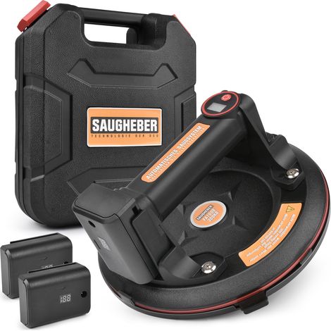 Profi für Heavy Duty Elektrischer 200mm Vakuum-Saugnapf Tragkraft 300KG, Saugheber mit 2X Akku, Automatischer Nachsaugung Vakuum Glassauger Transport von Fliesen Marmor Aquarium Platten Laminat (1/5)