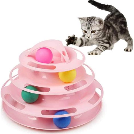 Torre para gatos, juguete interactivo, circuito de canicas multinivel, ejercicio de interior, para uno o más gatos. (1/4)