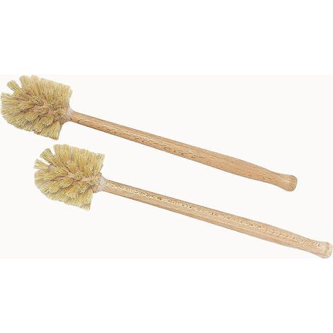 Brosse de toilette, lot de 2 brosses en bois de hêtre, poils de jute résistants pour un nettoyage à 360° (1/5)
