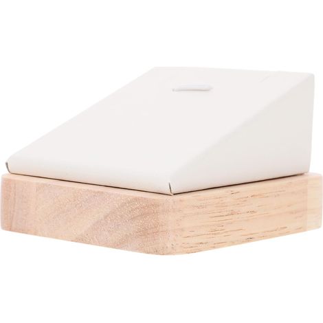 Expositor de joyería compacto y portátil, fabricado en madera y lino, para collares. (1/5)