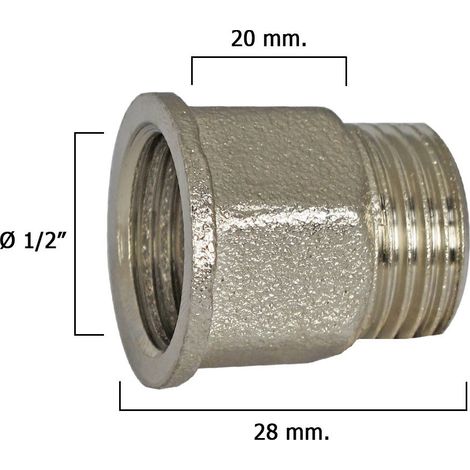 Rallonge hexagonale chromée 1/2x20