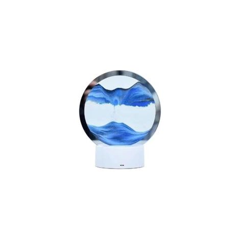 Sable Art Lampe de Table 3D Sable Peinture Lampe de Table Image de sable Dynamique à Tourner avec Lumière LED Flux Sable Arc Lampe de Nuit Ronde Double Face Mobile Sable Scène Rotative Bureau-Crezuo