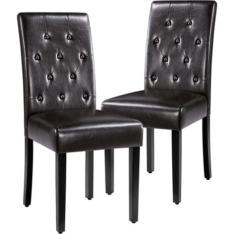 Homevive Juego de 2 Sillas de Comedor Tapizada con Soporte Ajustable 45,5 x 62 x 98,5cm Silla de Cocina Salón Restaurante con Respaldo Alto Nórdico Estilo Marrón Oscuro (1/5)