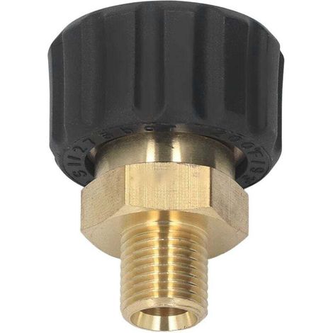 Adaptador de lavadora a presión de latón y caucho, conector de manguera antipresión G1/4 a M22 x 1,5 mm, rosca de manguera para reemplazo de 5000 PSI (macho a (1/4)