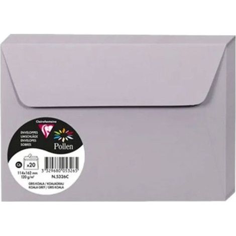 Enveloppe - CLAIREFONTAINE - Pollen - 120g - 114x162mm - Couleur Gris