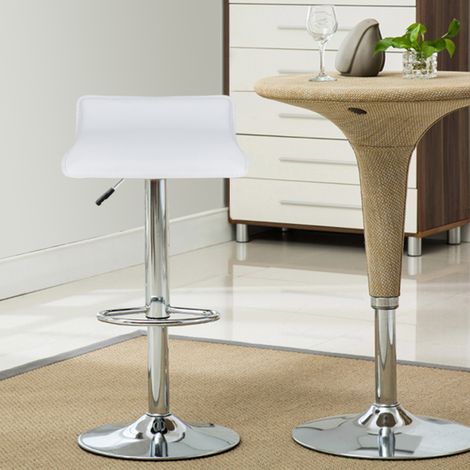 Hofuton 8 X Tabouret de Bar en Similicuir et Acier chromé, Tabouret Réglable et Rotatif, Blanc (1/5)