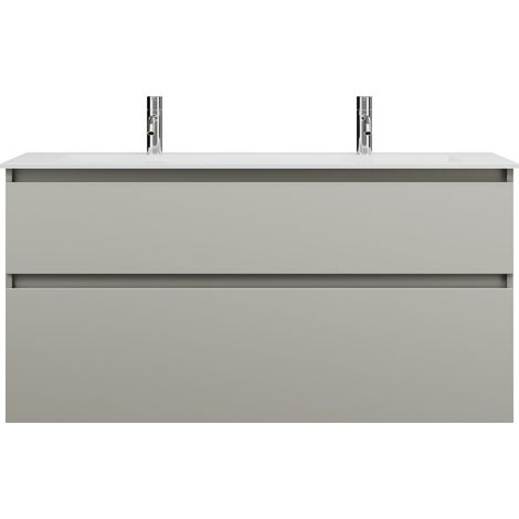 burgbad Lin20 Mineralguss-Waschtisch Weiß Matt mit 2