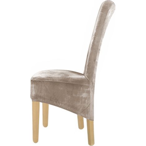 Housse de chaise en velours élastique beige XL [21DL] (1/5)