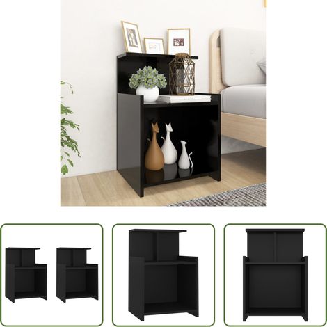 vidaXL Étagères -  Tables de chevet 2 pcs Noir 40x35x60 cm Aggloméré (1/5)