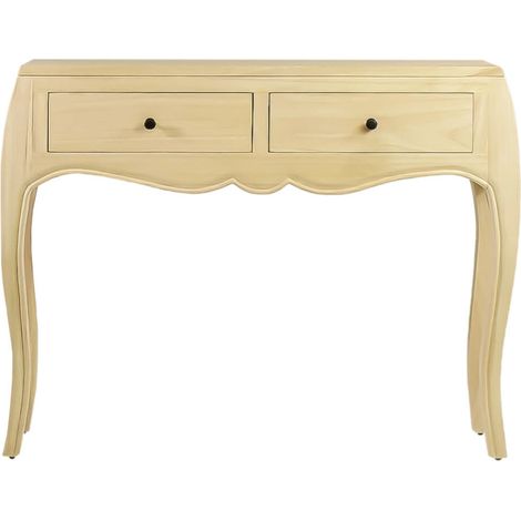 Console en bois massif naturel 2 tiroirs Kindo 105cm (1/5)