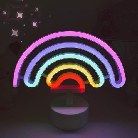 Arc en Ciel Enseigne Lumineuse, Veilleuse Nuit au Néon, Néon USB/Piles Sign Decor Light, Murale Décoration pour Anniversaire de Fête, Chambre d'e