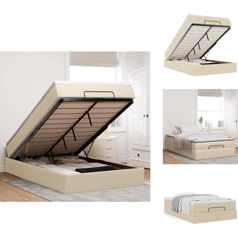 Cadre de lit ottoman avec matelas crème 120x200cm tissu - Cadre De Lit Ottoman - Cadres De Lit Ottoman - Cadre De Lit - Cadre De Lit Avec Rangement (1/5)