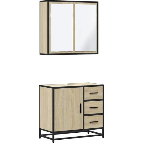 Maison Exclusive - 2-tlg. Badmöbel-Set Sonoma-Eiche Holzwerkstoff