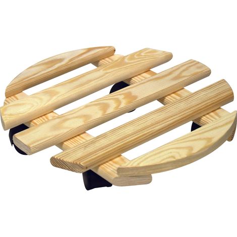 Sottovaso tondo in legno naturale con 4 ruote Round new Alberiamo