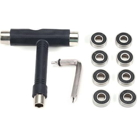 Outil multifonction pour skateboard, clé en T et tournevis en L avec 8 roulements, accessoire en T pour longboard.