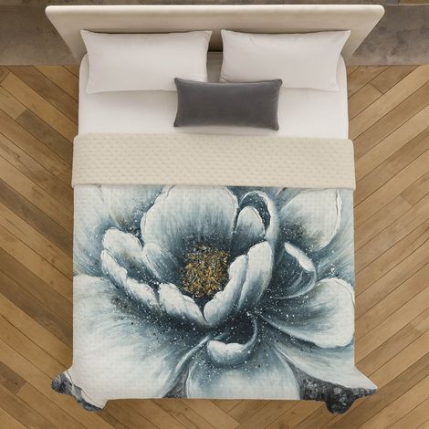 Copriletto Trapuntato Matrimoniale Stone Washed 250x250 cm in Microfibra Anallergica 120 gr/mq Trapuntino Leggero Primaverile Estivo Morbido e Resistente Dis7