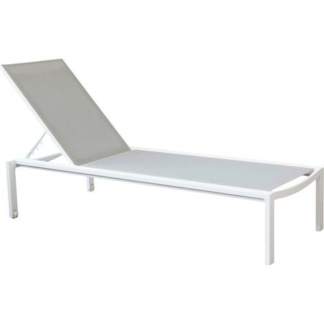 Lettino prendisole grigio chiaro impilabile rettangolare con struttura in alluminio 200x75xH39 cm Nefast (1/4)