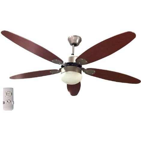 Ventilatore a soffitto Ø 130cm 5 pale con telecomando LUCE Reversibile 70W Legno