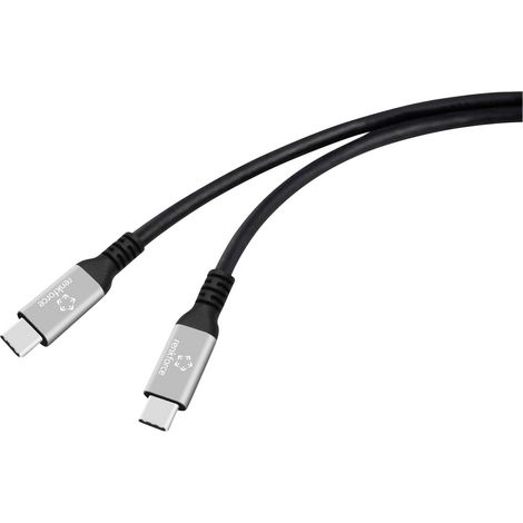 Renkforce Câble USB-C USB4™ USB-C® mâle 1.5 m noir connecteur aluminium, silicone, très flexible, 8K (1/4)