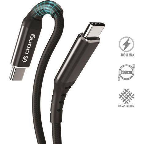 Crong Armor Link - Cable 100W PD 5A USB-C a USB-C 200cm (negro) (1/5)