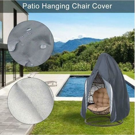 Housse Protection Salon De Jardin Chaise en Osier Balançoire Panier Suspendu Couverture Étanche À La Poussière - GRIS (1/4)