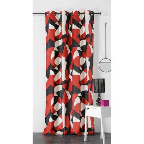 Rideau Art deco "CAMO" - 145x280cm - Rouge