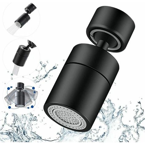 360 Degrés-2 Modes Réglable Cuisine Robinet Aérateur De Robinet Pivotant Filtre Barboteur Pour Cuisine De Salle Bain Avec Adaptateur Filetage Externe 24Mm-Fil Interne 22Mm (Bronze Huilé Noir)
