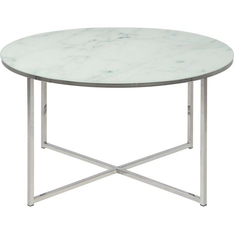 Table basse ronde effet marbre en verre et métal ALYSÉ (1/4)