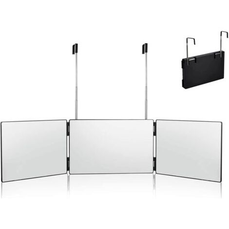 LaBlanc Miroir 360° Coiffure, Miroir 3 Faces Barbier, Miroir Suspendu Portable&Hauteur Réglable, Maquillage Pliable pour Coiffure, Rasage, pour Homme&Femme (sans LED) (1/5)