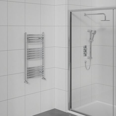 Curved Heated Towel Warmer Bathroom Radiator Chrome 800x500mm (1/5)