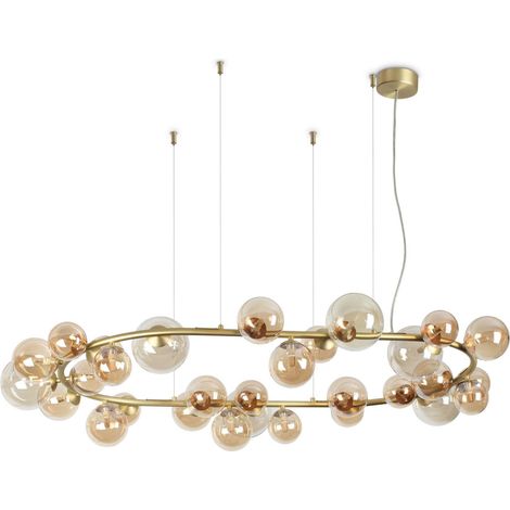 Ideal Lux PERLAGE 30 Light Globe Pendant Deckenleuchte Messing