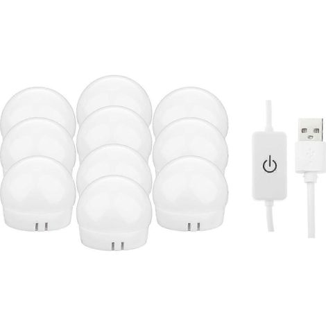 Schminktischleuchten, dimmbare LED-Lampen für Schminktische und Badezimmerspiegel-10 Bulbs White light (1/5)