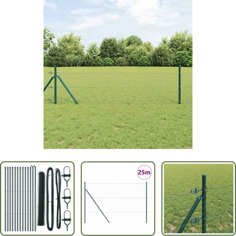 Poteaux de clôture - Poteau de clôture. Vert 25 x 1,4 m (maillage de 50 mm) (1/5)