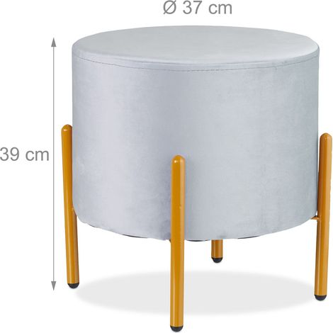 Taburete redondo puf auxiliar 45 x 45 x 45 cm asiento ergonómico diseño elegante en terciopelo dorado 130015954 (1/2)