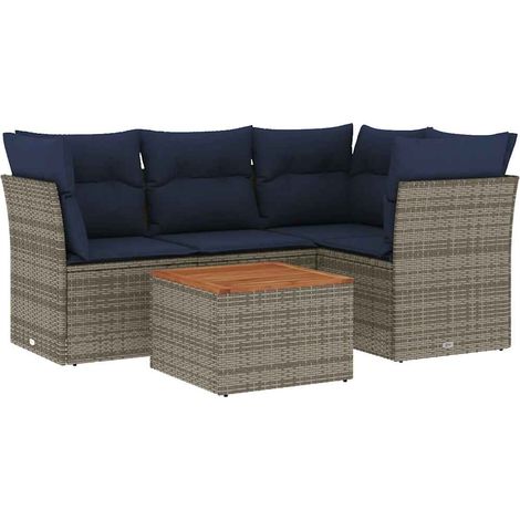 Maison Exclusive - 5-tlg. Garten-Sofagarnitur mit Kissen Grau Pol