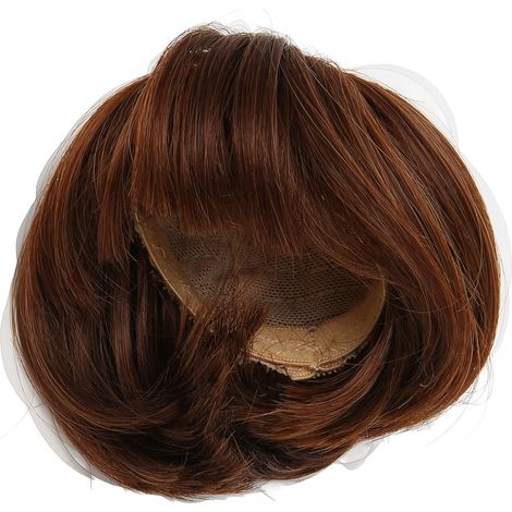 Puppenperücke mit Pony, weiches, kurzes, glattes Haar, dunkelbraun, für Puppen im Maßstab 1:6 (15,5–17 cm) (1/5)