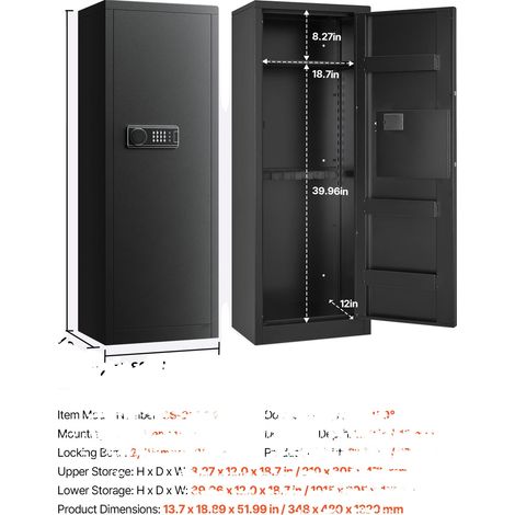 Caja fuerte para armas, capacidad para 4 armas, cierre con pantalla táctil, 18,89 x 13,7 x 51,99 pulgadas. (1/2)