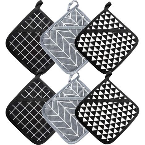 Maniques Cuisine et Gant Four Résistants à la Chaleur 392 ° F, Gant Cuisine Four Épaisses Set de Coton Recyclé Rempli, Gants Cuisine pour la Cuisine, la Pâtisserie, 17cm x 17cm (Multicolore 2) (1/4)