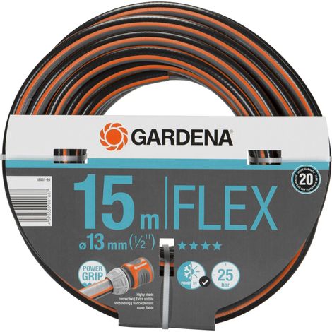 GARDENA Manguera de jardín Comfort FLEX GARDENA de 15 m, 13 mm (1/2") para riego y jardín, manguera de jardín antitorsión, sin fugas de agua presión de ruptura de 30 bar (18031-20)